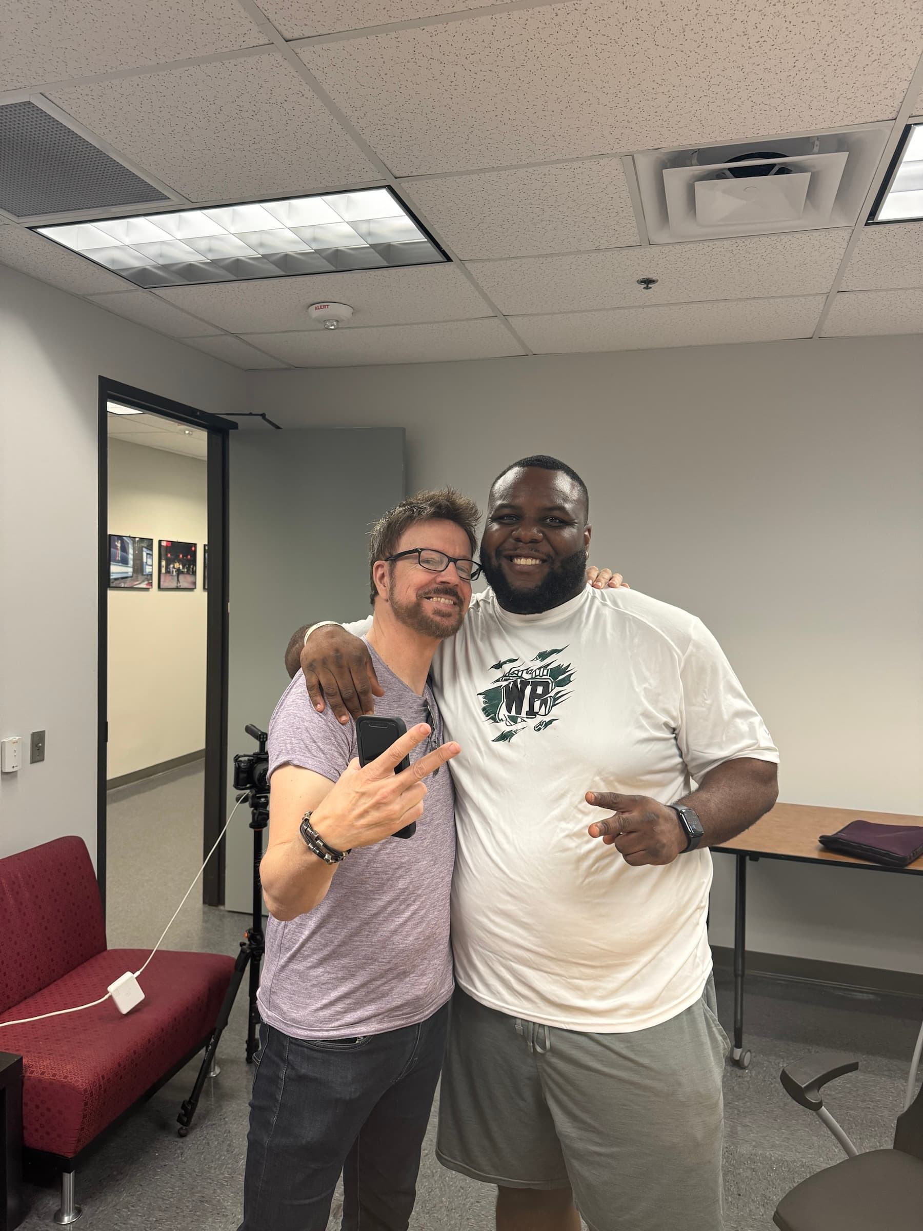 Caj Reynolds with award-winning audio director Rob Warren